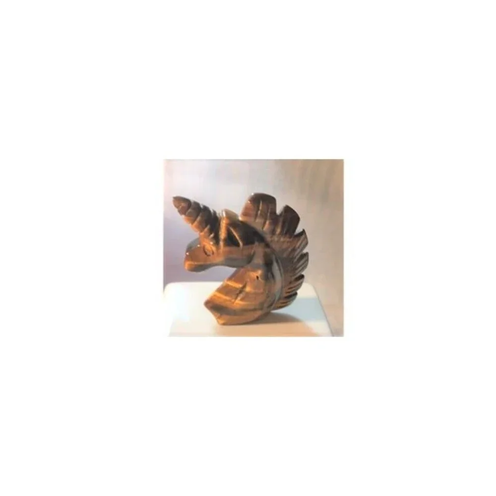 Yellow Tiger Eye Unicorn Carving
